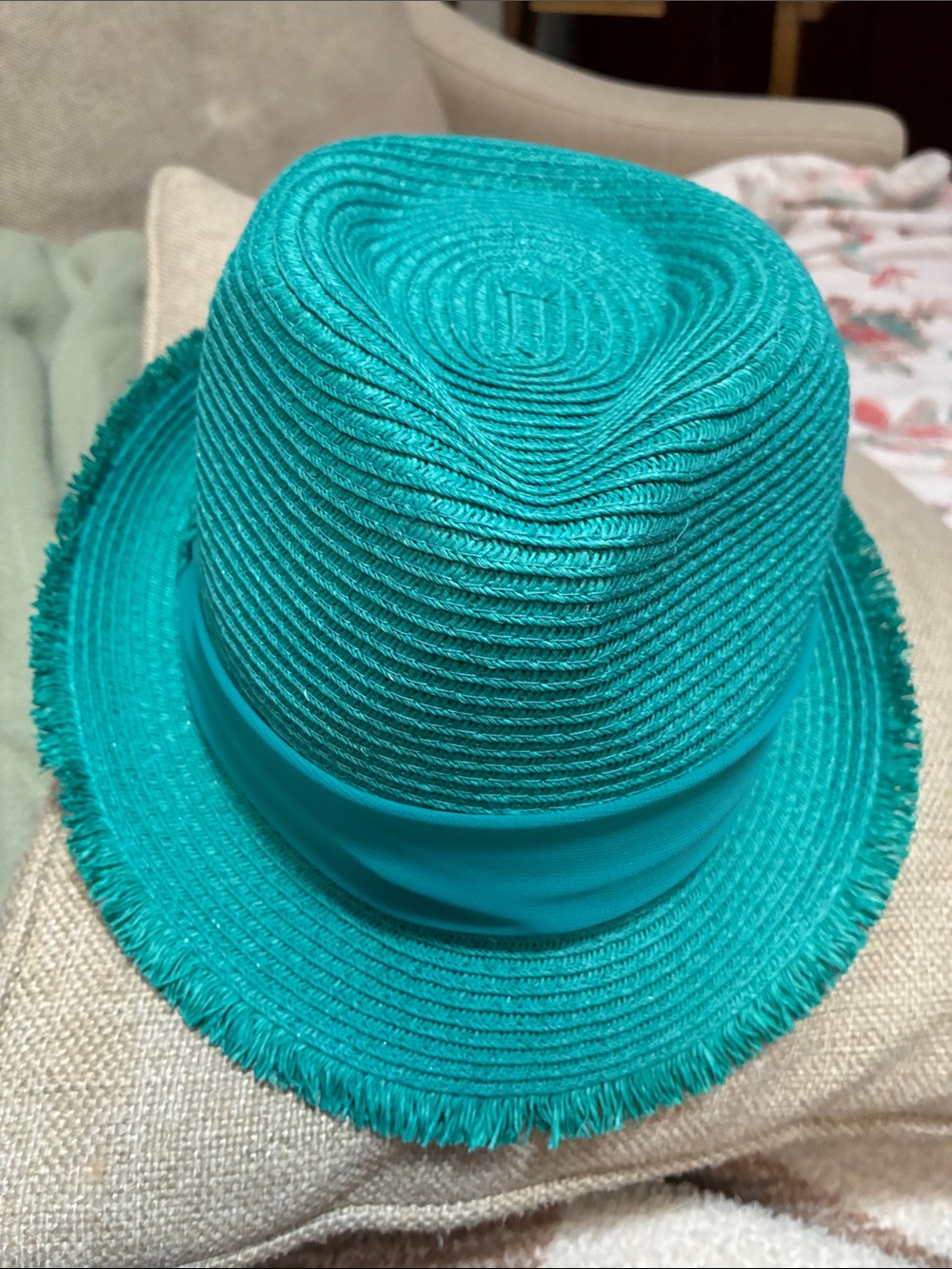 Target Teal Straw Fedora Hat